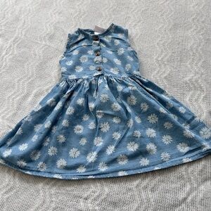 Little Lass Blue Floral Girls w Daises Dress